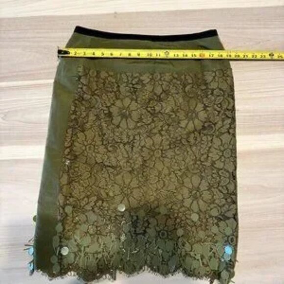 Dries Van Noten Jupe Midi En Dentelle Green Khaki Lace Skirt Women's Size 38 - Picture 2 of 8